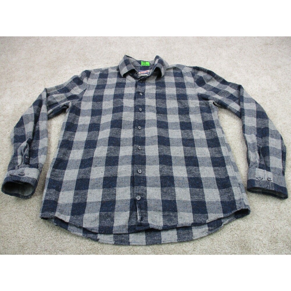 Johnnie O Shirt Mens Medium Blue Gray Flannel Wool Blend Casual Button Up